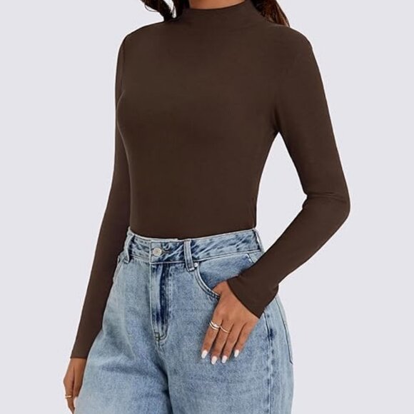 Long-Sleeve Stretchy Fitted Mock Turtleneck Thermal Shirt - Picture 1 of 5